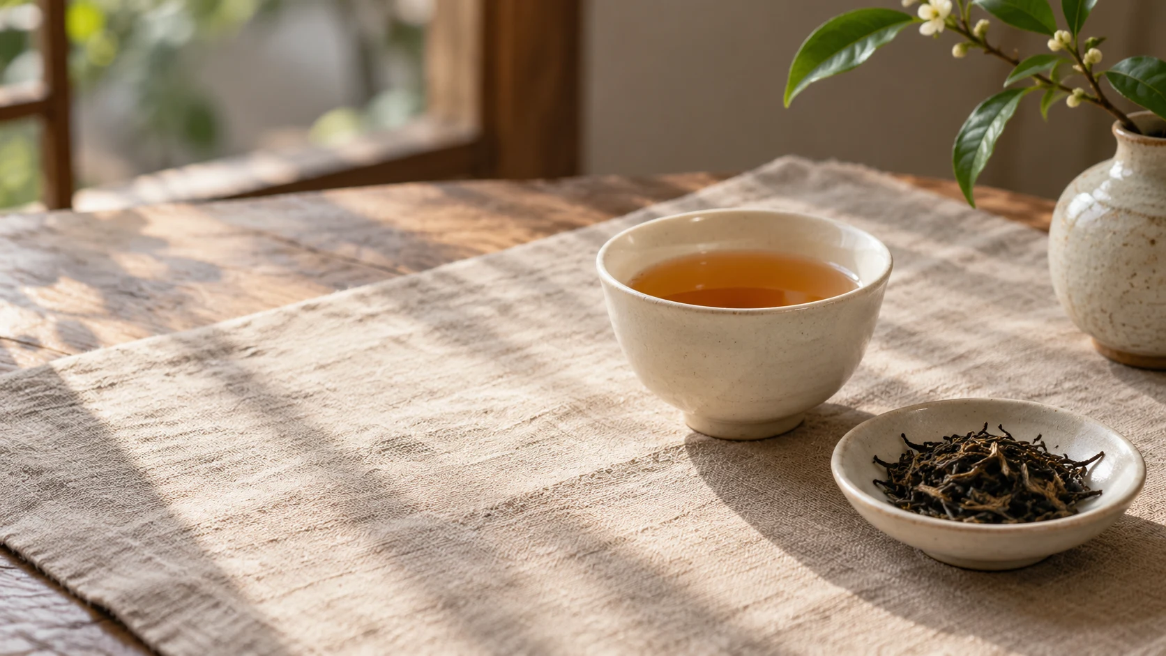 A quiet table set for loose leaf tea